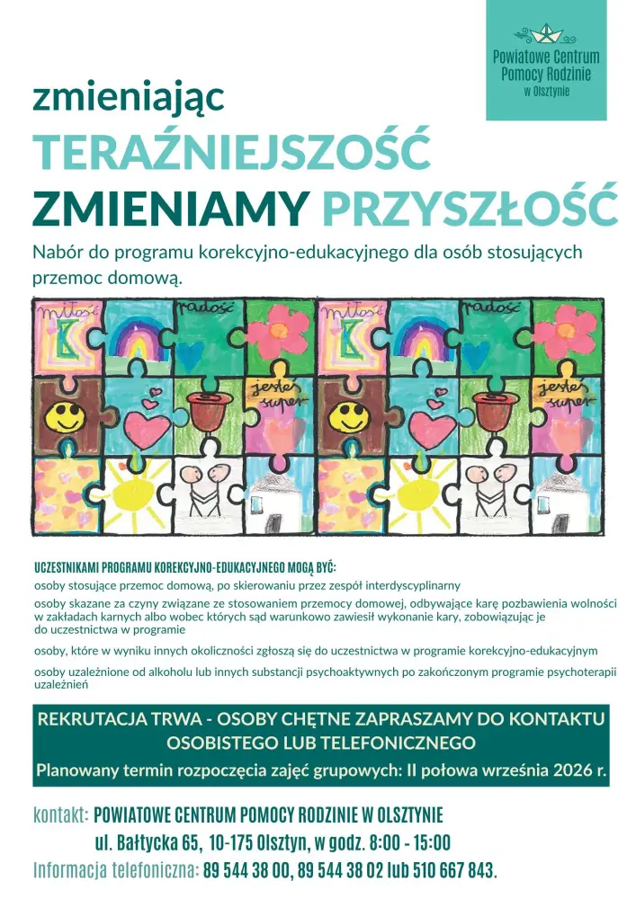 Nabór do programów dla osób stosujących przemoc domową w Olsztynie