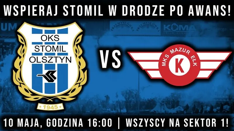 Promuj mecz Stomil Olsztyn - Mazur Ełk, udostępniając filmy na Facebooku